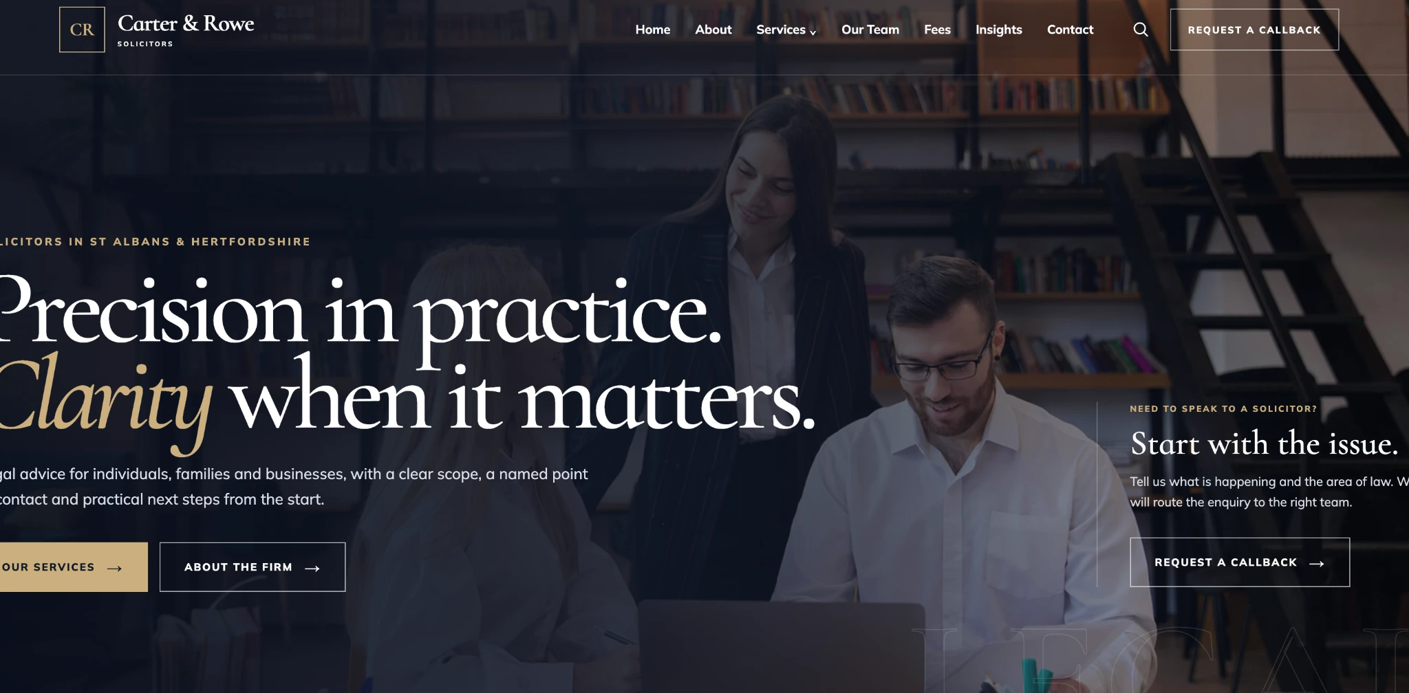 Professional services website presentation