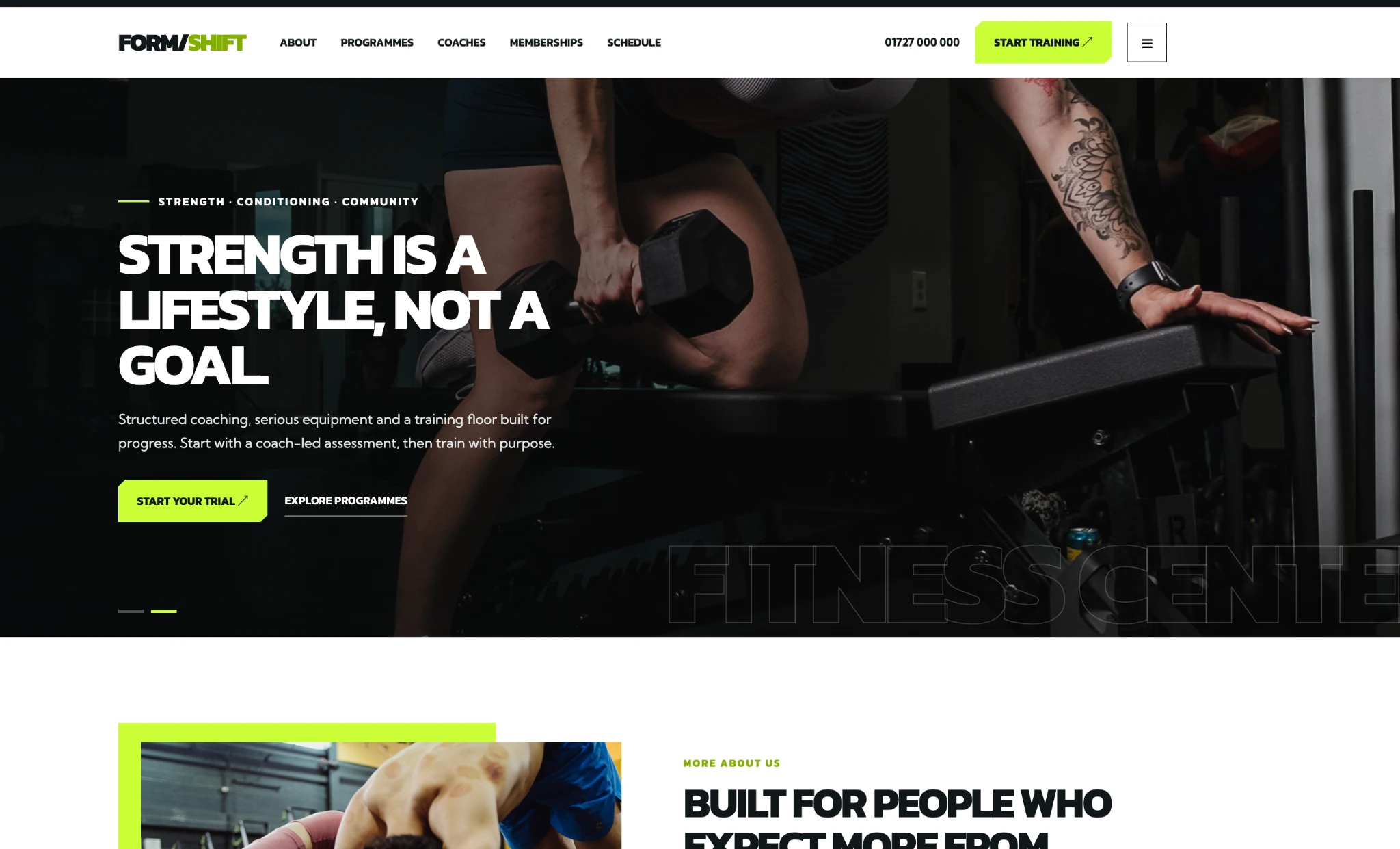 Fitness & movement website presentation
