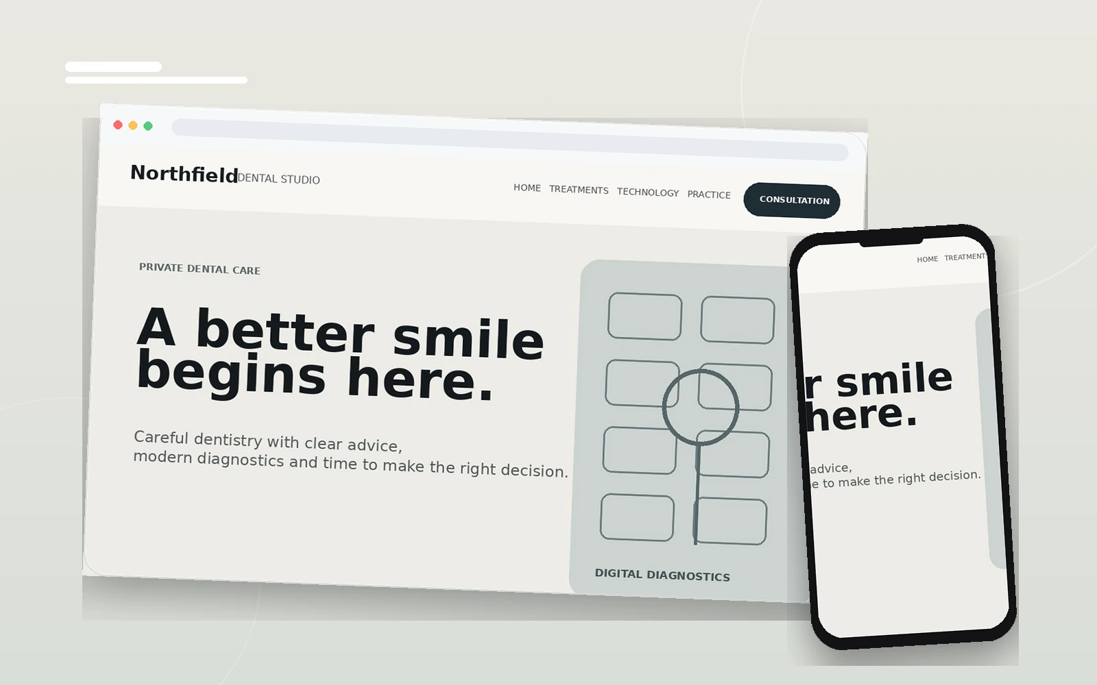Northfield Dental website mockup